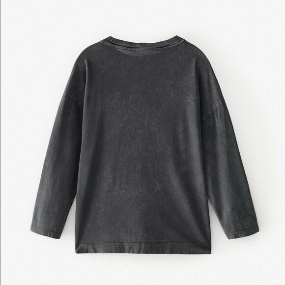 ZARA Kids | Washed Gray | SKULL LONG SLEEVES T-SHIRT - Picture 2 of 4